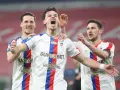Piłkarze Górnika Zabrze cieszą się po golu w meczu przeciwko Rakowowi Częstochowa.