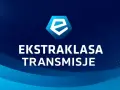 Logo Ekstraklasa z napisem "TRANSMISJE". Sprawdź ekstraklasa tv cennik, by oglądać mecze.
