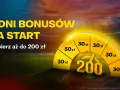 6 dni bonusów na start, odbierz do 200 zł. Dowiedz się, jak zacząć obstawiać mecze i zgarnij bonusy!