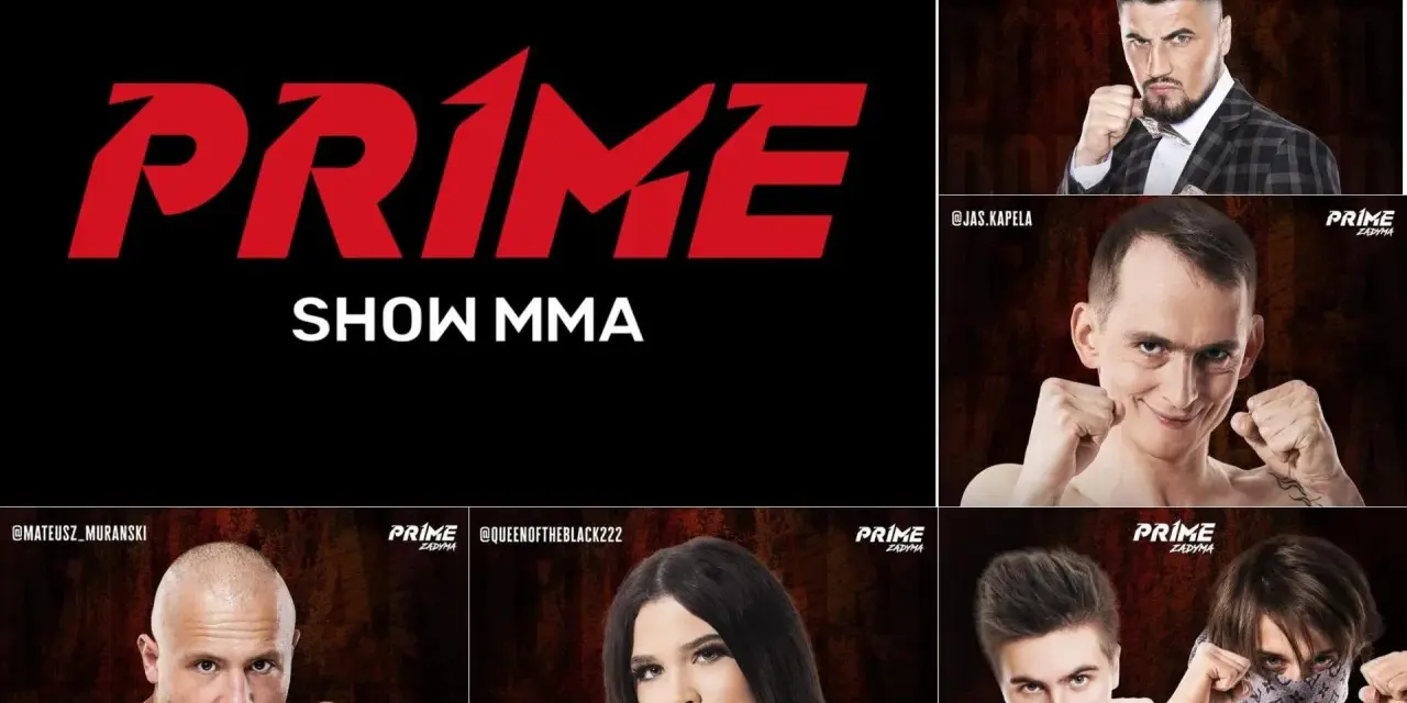 Kolaż z wizerunkami prime MMA zawodników: Don Kasjo, Jas Kapela, Mateusz Murański, Queen of the Black, oraz dwóch innych.