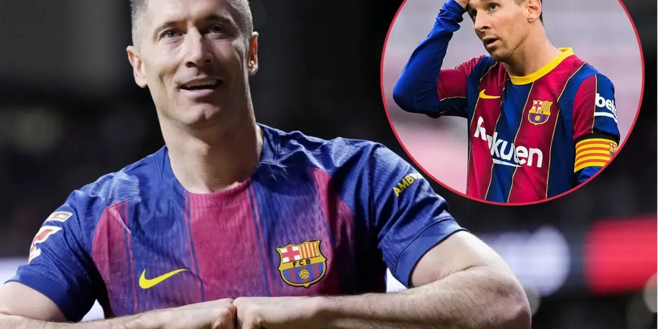 Robert Lewandowski i Leo Messi, dwie legendy Barcelony, w swoich barwach klubowych.
