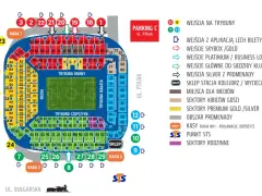 Schemat stadionu Legii Warszawa. Znajdź ceny biletów na mecz, lokalizację kas i wejść.