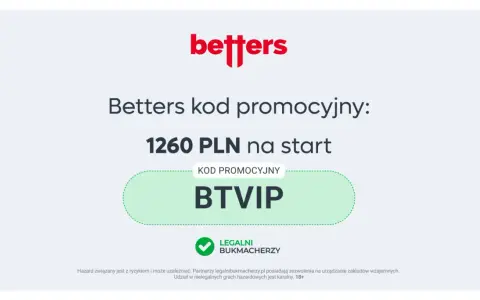 Betters kod promocyjny BTVIP daje 1260 PLN na start. Zdobądź bonus i zacznij grę!