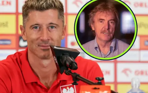 Robert Lewandowski w czerwonej koszulce i Zbigniew Boniek w okręgu.