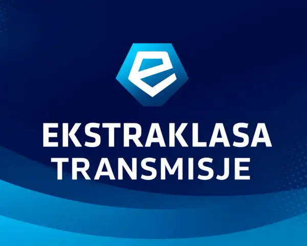 Logo Ekstraklasy i napis "EKSTRAKLASA TRANSMISJE" informują, gdzie można obejrzeć mecze ekstraklasy na żywo.