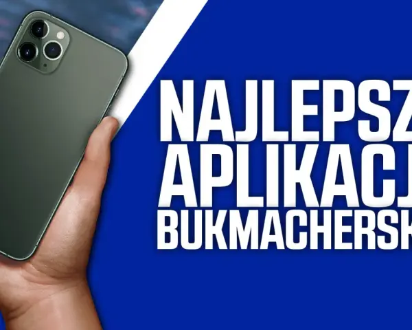 Dłoń trzyma smartfon z napisem "Najlepsze aplikacje bukmacherskie".
