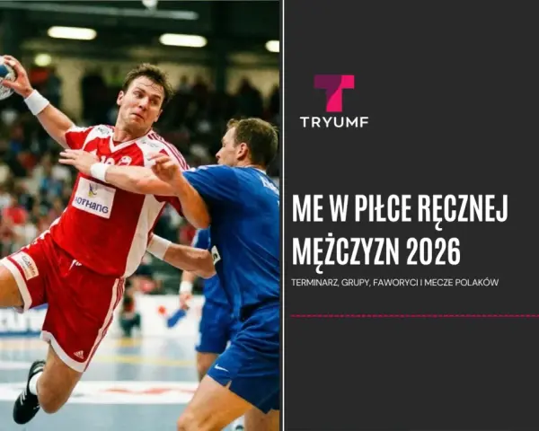 Piłkarz ręczny w skoku rzuca piłkę. Zapowiedź ME w piłce ręcznej mężczyzn 2026.