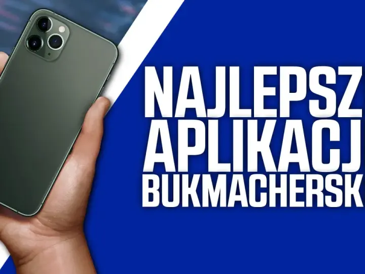 Dłoń trzyma smartfon z napisem "Najlepsze aplikacje bukmacherskie".