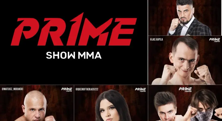 Kolaż z wizerunkami prime MMA zawodników: Don Kasjo, Jas Kapela, Mateusz Murański, Queen of the Black, oraz dwóch innych.