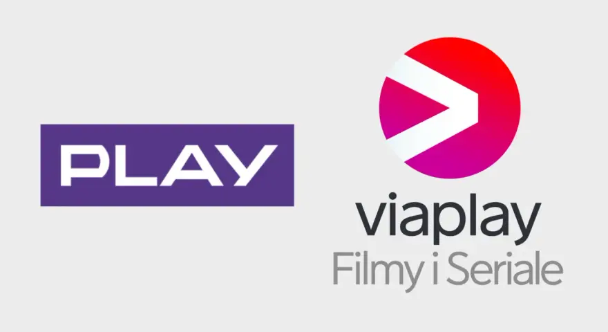 Logo PLAY obok logo Viaplay z napisem "Filmy i Seriale".