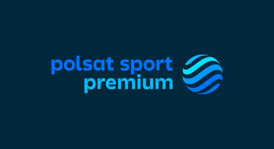 Logo Polsat Sport Premium z niebieską kulą.