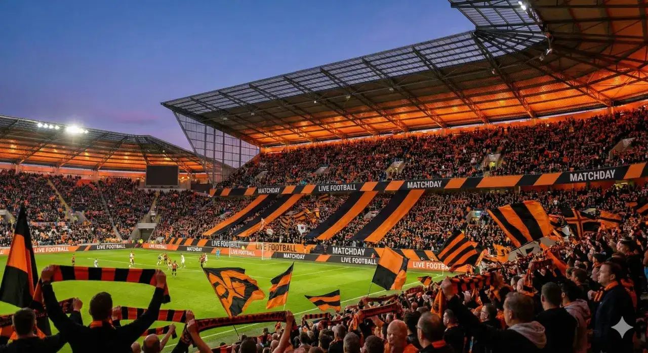 Tłumy kibiców w pomarańczowo-czarnych barwach na stadionie, dopingujące swoich zawodników. Kto dziś gra w piłkę nożną?