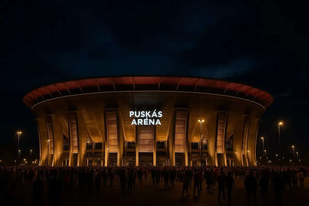 Tłum ludzi zmierza na finał Ligi Mistrzów do Puskás Arény.